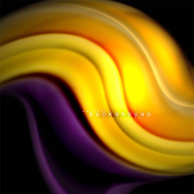 Sıvı karıştırma renkler dalga arka plan tasarlamak vektör. Renkli örgü dalgalar