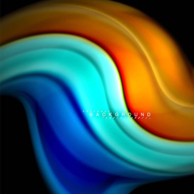 Sıvı karıştırma renkler dalga arka plan tasarlamak vektör. Renkli örgü dalgalar