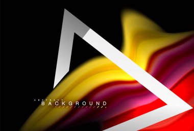 Gökkuşağı sıvı geometrik şekil dalga ve metalik renkler