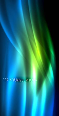 Neon parlayan dalga, sihirli enerji ve ışık arka plan