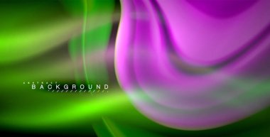 Neon parlayan dalga, sihirli enerji ve ışık arka plan. Vektör çizim