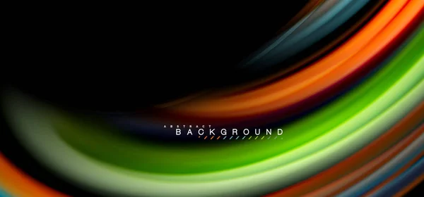 Linhas de onda multicoloridas em design de fundo preto —  Vetores de Stock