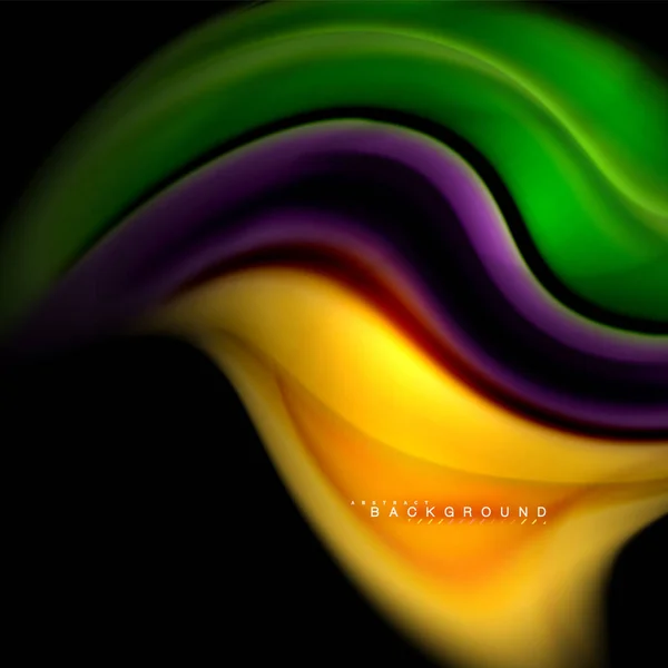 Жидкость смешивания цветов векторная волна абстрактный дизайн фона. Цветные сетчатые волны — стоковый вектор