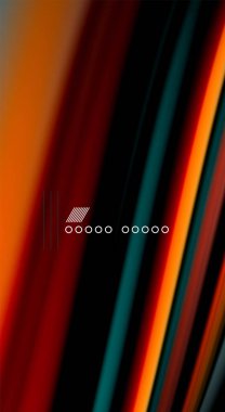 Sıvı gökkuşağı renkleri siyah arka plan üzerinde vektör dalga çizgiler ve kıvrımlar