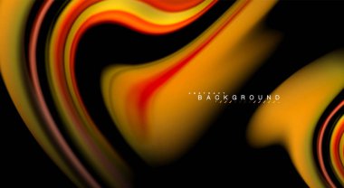 Sıvı gökkuşağı renkleri siyah arka plan üzerinde vektör dalga çizgiler ve kıvrımlar