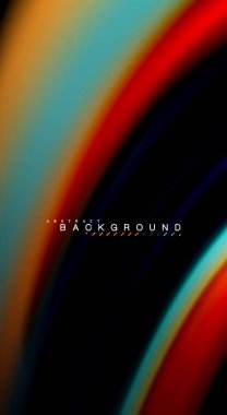 Sıvı gökkuşağı renkleri siyah arka plan üzerinde vektör dalga çizgiler ve kıvrımlar