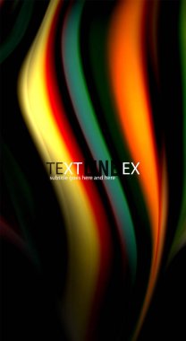 Dalga satırları sıvı gökkuşağı tarzı renk çizgili siyah arka plan üzerine soyut. Sunum, app duvar kağıdı, başlık sayfası veya poster için sanatsal illüstrasyon