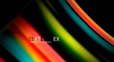 Dalga satırları sıvı gökkuşağı tarzı renk çizgili siyah arka plan üzerine soyut. Sunum, app duvar kağıdı, başlık sayfası veya poster için sanatsal illüstrasyon