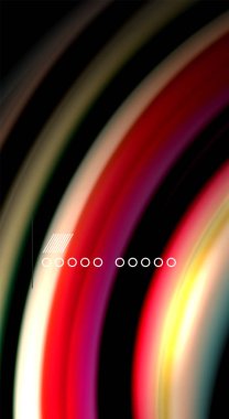 Dalga satırları sıvı gökkuşağı tarzı renk çizgili siyah arka plan üzerine soyut. Sunum, app duvar kağıdı, başlık sayfası veya poster için sanatsal illüstrasyon