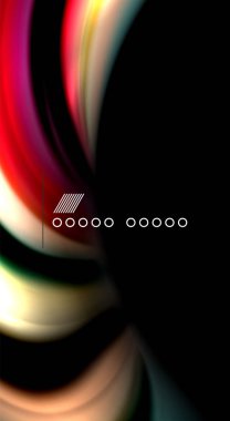 Dalga satırları sıvı gökkuşağı tarzı renk çizgili siyah arka plan üzerine soyut. Sunum, app duvar kağıdı, başlık sayfası veya poster için sanatsal illüstrasyon