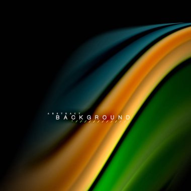 Sıvı karıştırma renkler dalga arka plan tasarlamak vektör. Renkli örgü dalgalar