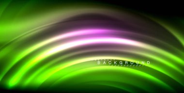 Neon parlayan dalga, sihirli enerji ve ışık arka plan