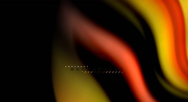 Sıvı gökkuşağı renkleri siyah arka plan üzerinde vektör dalga çizgiler ve kıvrımlar