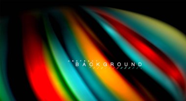 Dalga satırları sıvı gökkuşağı tarzı renk çizgili siyah arka plan üzerine soyut. Sunum, app duvar kağıdı, başlık sayfası veya poster için sanatsal illüstrasyon