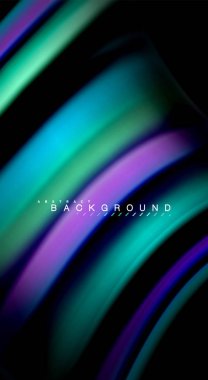 Dalga satırları sıvı gökkuşağı tarzı renk çizgili siyah arka plan üzerine soyut. Sunum, app duvar kağıdı, başlık sayfası veya poster için sanatsal illüstrasyon