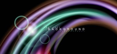 Siyah, sıvı üzerinde renk parlak ışık efektleri çok renkli dalgalı şekil stil