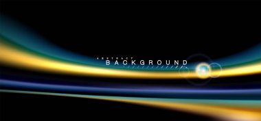 Siyah, sıvı üzerinde renk parlak ışık efektleri çok renkli dalgalı şekil stil