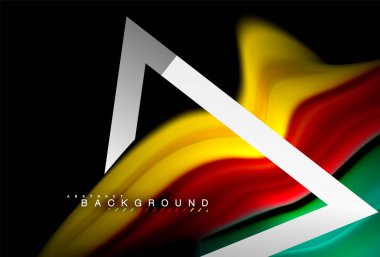 Gökkuşağı sıvı geometrik şekil dalga ve metalik renkler