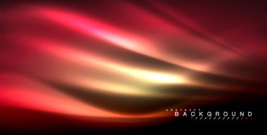 Neon parlayan dalga, sihirli enerji ve ışık arka plan. Vektör çizim