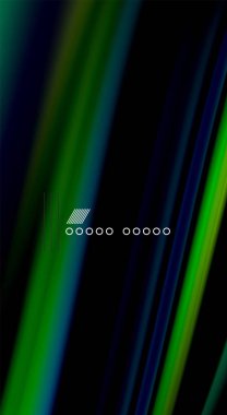 Sıvı gökkuşağı renkleri siyah arka plan üzerinde vektör dalga çizgiler ve kıvrımlar