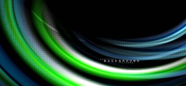 Siyah arka plan üzerinde renkli dalga satırları