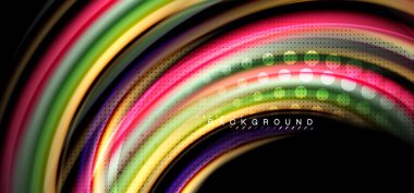 Siyah arka plan üzerinde renkli dalga satırları