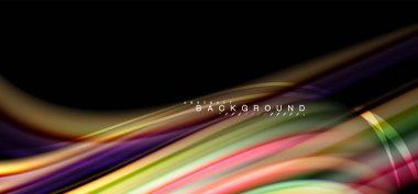 Siyah arka plan üzerinde renkli dalga satırları