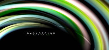 Siyah arka plan üzerinde renkli dalga satırları