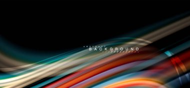 Siyah arka plan üzerinde renkli dalga satırları