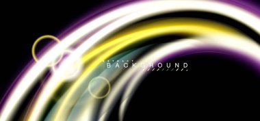 Siyah, sıvı üzerinde renk parlak ışık efektleri çok renkli dalgalı şekil stil