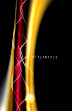 Siyah, sıvı üzerinde renk parlak ışık efektleri çok renkli dalgalı şekil stil