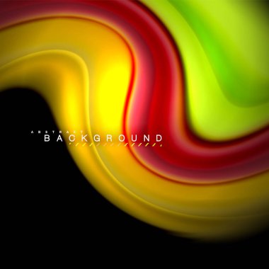 Sıvı karıştırma renkler dalga arka plan tasarlamak vektör. Renkli örgü dalgalar