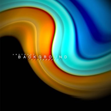 Sıvı karıştırma renkler dalga arka plan tasarlamak vektör. Renkli örgü dalgalar