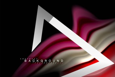 Gökkuşağı sıvı geometrik şekil dalga ve metalik renkler