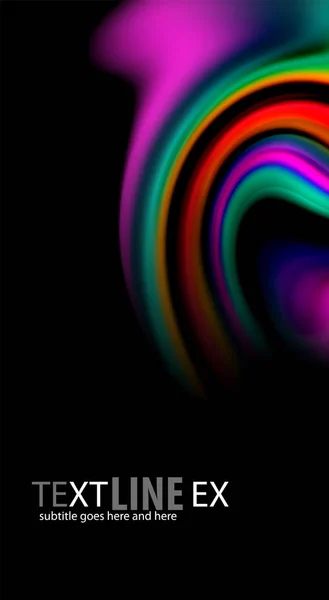 Fluid rainbow colors on black background, vector wave lines and swirls — Stock Vector