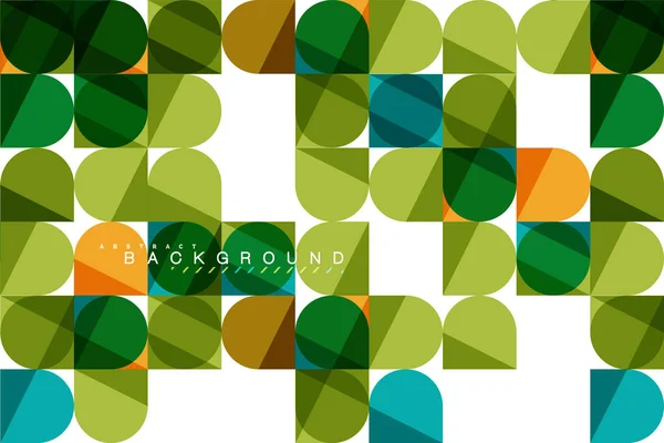 Runde quadratische geometrische Formen auf weißem, Fliesenmosaik abstrakten Hintergrund — Stockvektor