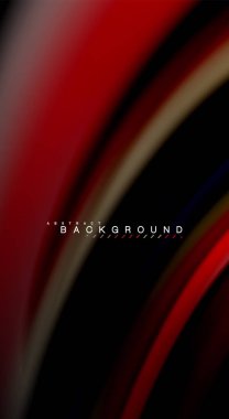 Sıvı gökkuşağı renkleri siyah arka plan üzerinde vektör dalga çizgiler ve kıvrımlar