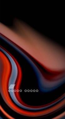 Sıvı gökkuşağı renkleri siyah arka plan üzerinde vektör dalga çizgiler ve kıvrımlar