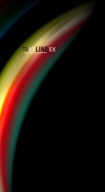 Dalga satırları sıvı gökkuşağı tarzı renk çizgili siyah arka plan üzerine soyut. Sunum, app duvar kağıdı, başlık sayfası veya poster için sanatsal illüstrasyon