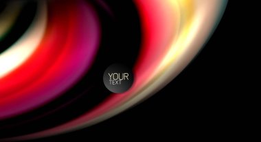 Dalga satırları sıvı gökkuşağı tarzı renk çizgili siyah arka plan üzerine soyut. Sunum, app duvar kağıdı, başlık sayfası veya poster için sanatsal illüstrasyon