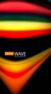 Dalga satırları sıvı gökkuşağı tarzı renk çizgili siyah arka plan üzerine soyut. Sunum, app duvar kağıdı, başlık sayfası veya poster için sanatsal illüstrasyon