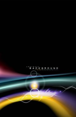 Siyah, sıvı üzerinde renk parlak ışık efektleri çok renkli dalgalı şekil stil