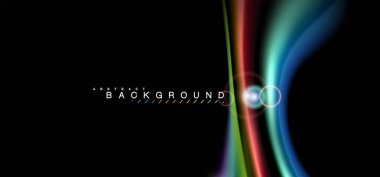 Siyah, sıvı üzerinde renk parlak ışık efektleri çok renkli dalgalı şekil stil