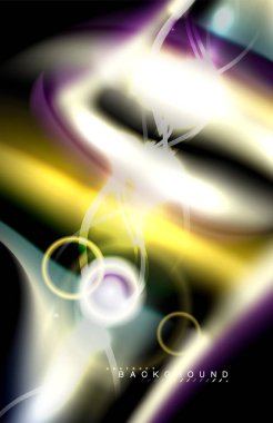 Siyah, sıvı üzerinde renk parlak ışık efektleri çok renkli dalgalı şekil stil