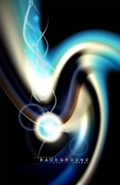 Siyah, sıvı üzerinde renk parlak ışık efektleri çok renkli dalgalı şekil stil