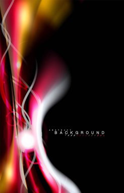 Siyah, sıvı üzerinde renk parlak ışık efektleri çok renkli dalgalı şekil stil