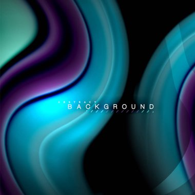 Sıvı karıştırma renkler dalga arka plan tasarlamak vektör. Renkli örgü dalgalar