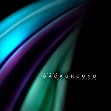 Sıvı karıştırma renkler dalga arka plan tasarlamak vektör. Renkli örgü dalgalar