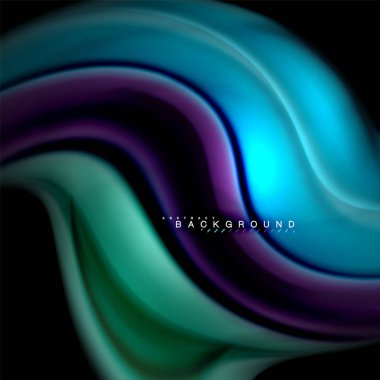 Sıvı karıştırma renkler dalga arka plan tasarlamak vektör. Renkli örgü dalgalar