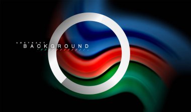 Gökkuşağı sıvı geometrik şekil dalga ve metalik renkler